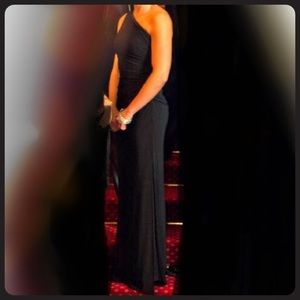 Black one shoulder gown